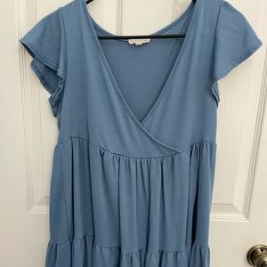 Blue casual mini dress short sleeve